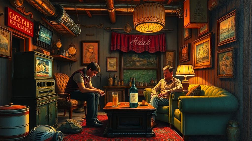 Retro Game Character in Surreal Oil Painting