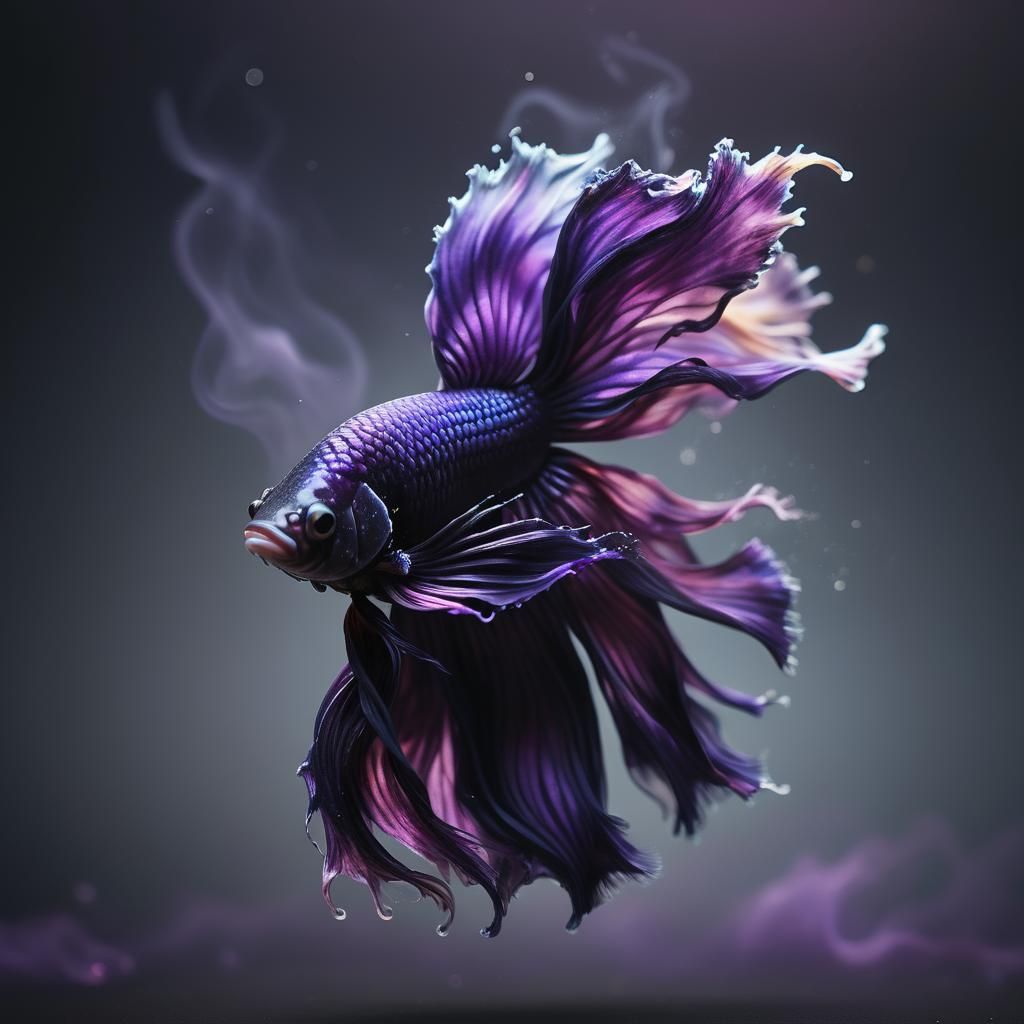 Smoky Betta Fish in Crystal Water: Tilt-Shift Art