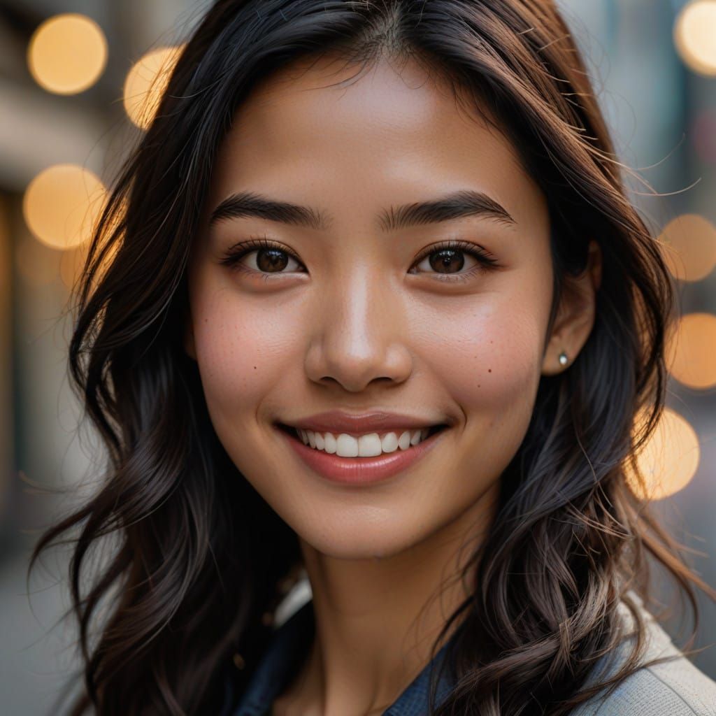 Radiant Half-Asian Teenage Girl Portrait in Hyper-Realistic ...