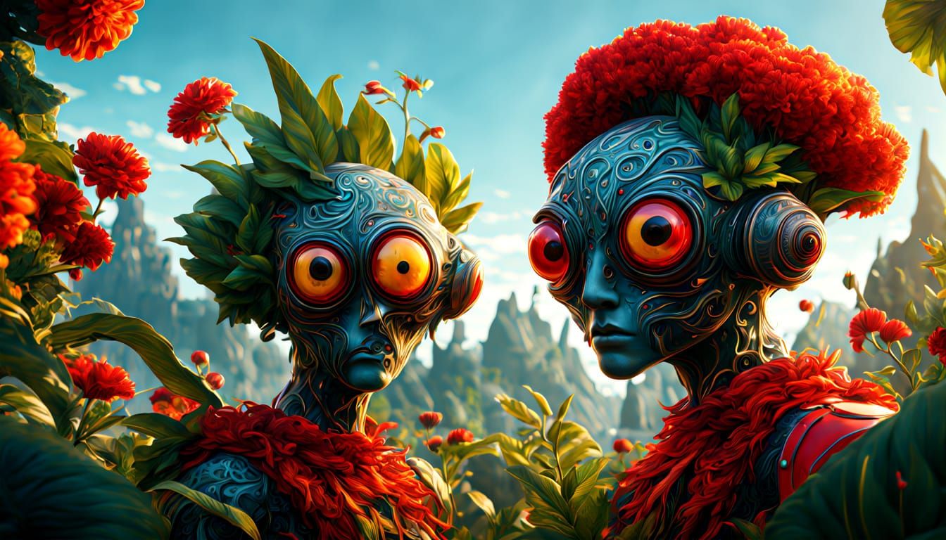 Vibrant Fantasy Doodle Garden Scene in Unreal Engine 5