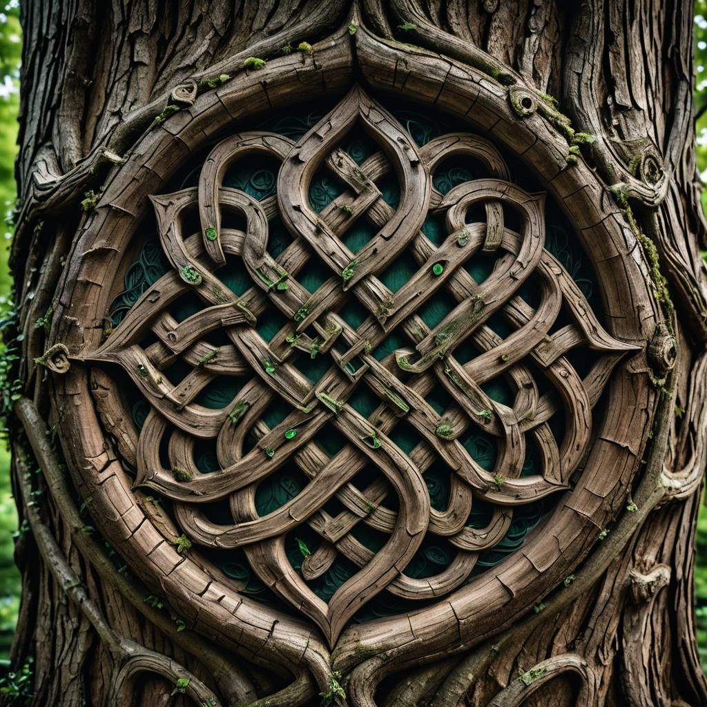 Celtic knot carved in an old tree