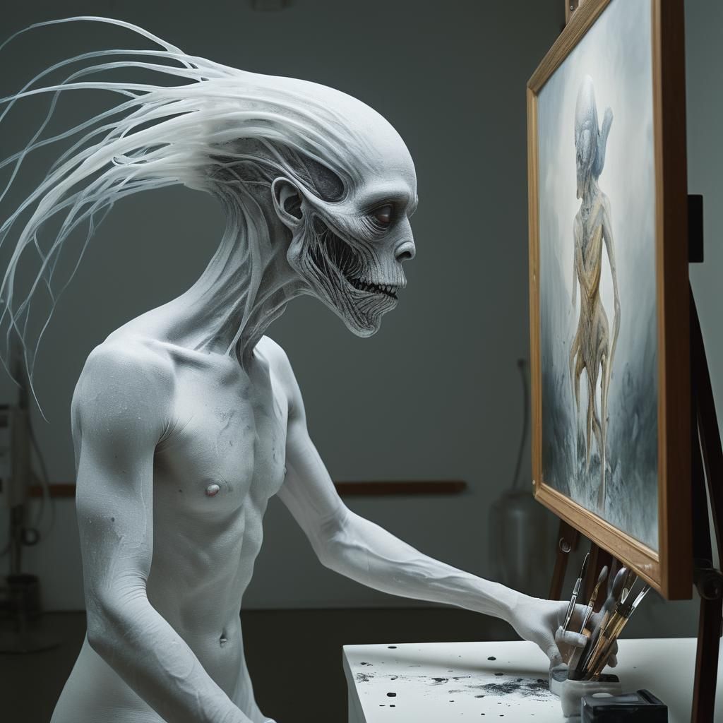 Surreal Portrait in White Laboratory, Magical Realism Art