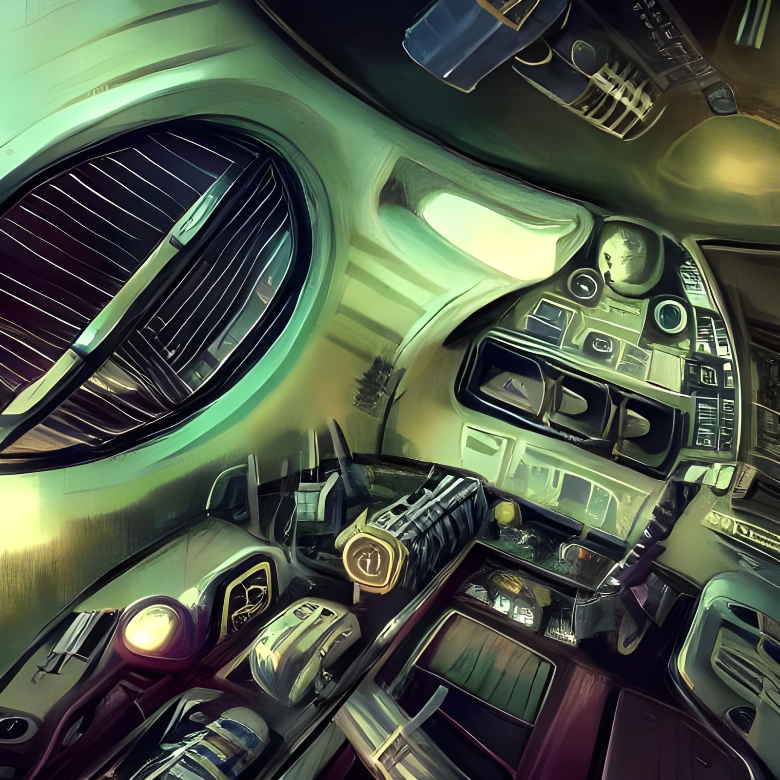 Futuristic Underwater City Control Room