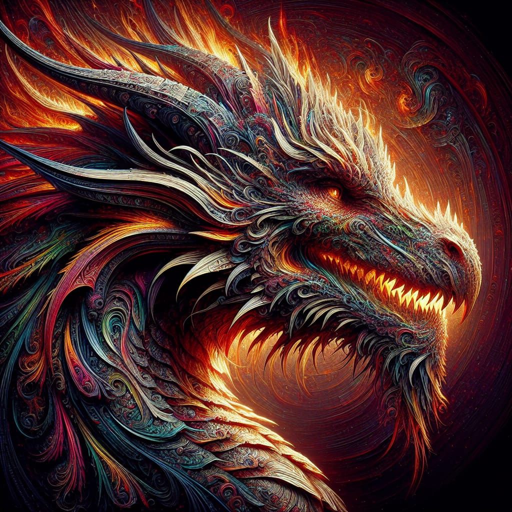 Dragon Portrait in 19th Century Fantasy Art Style