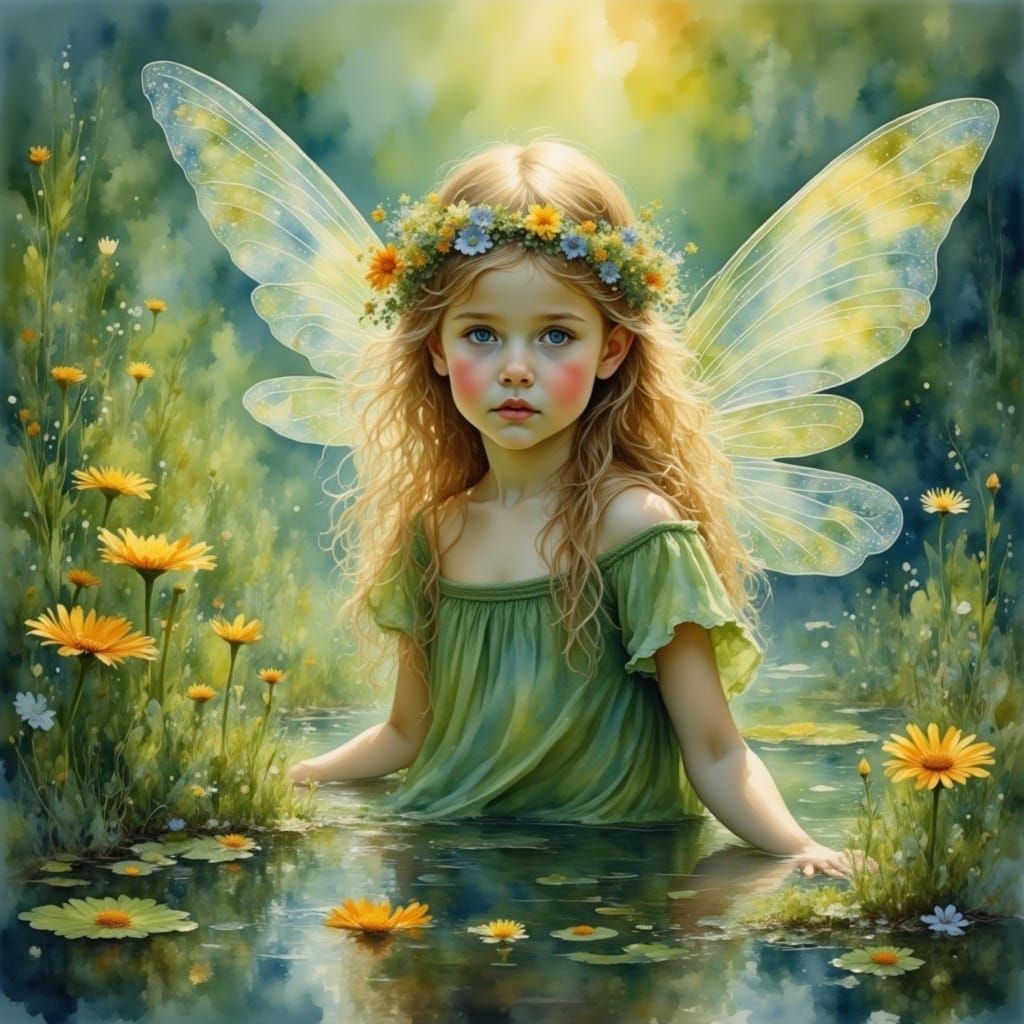 Ethereal Portrait of a Little Water Fairy
