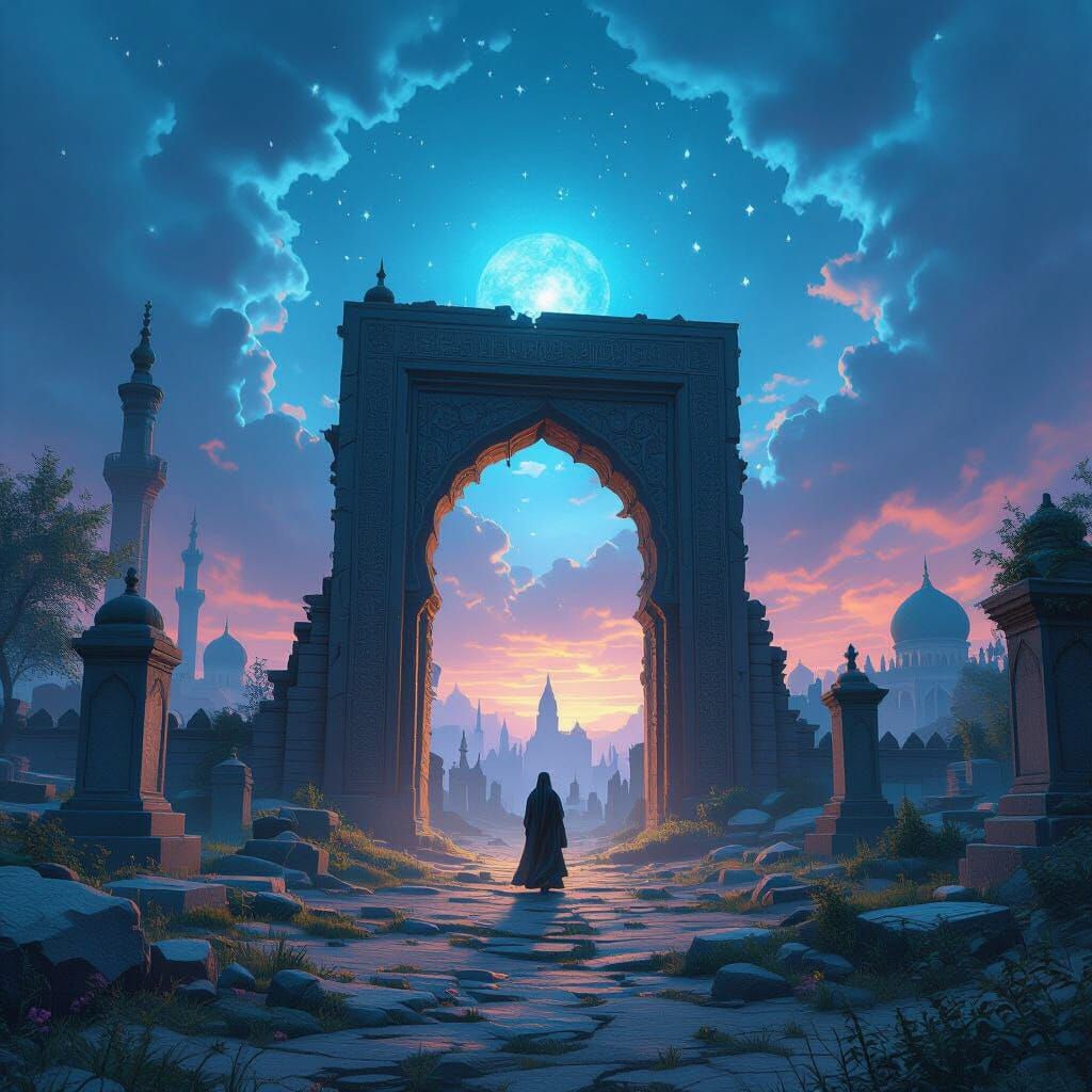 Mystical Portal Opens To Muslim Graveyard Fantasy Art