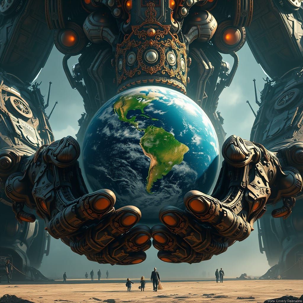 Mechanical Guardian of the World in Sci-Fi Sphere