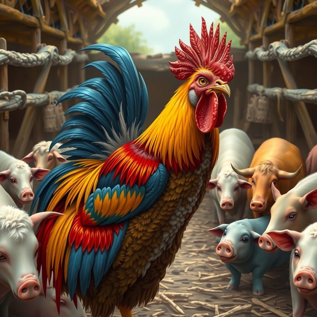 King of the Barnyard in Vibrant Colors