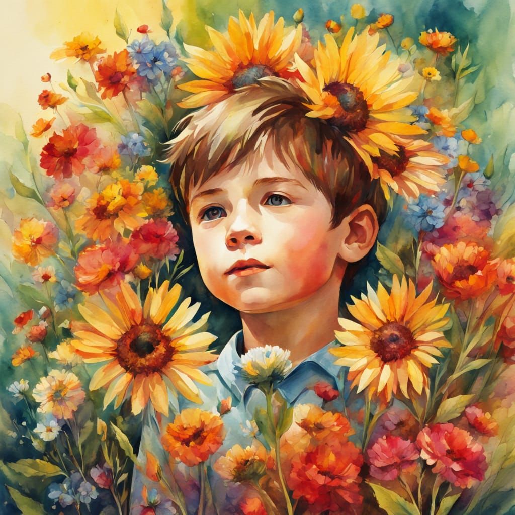 Vibrant Summer Scene in Watercolor