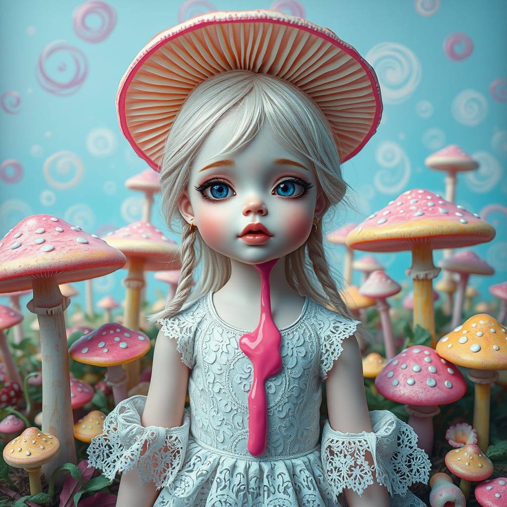 Whimsical Girl in Pastel Wonderland
