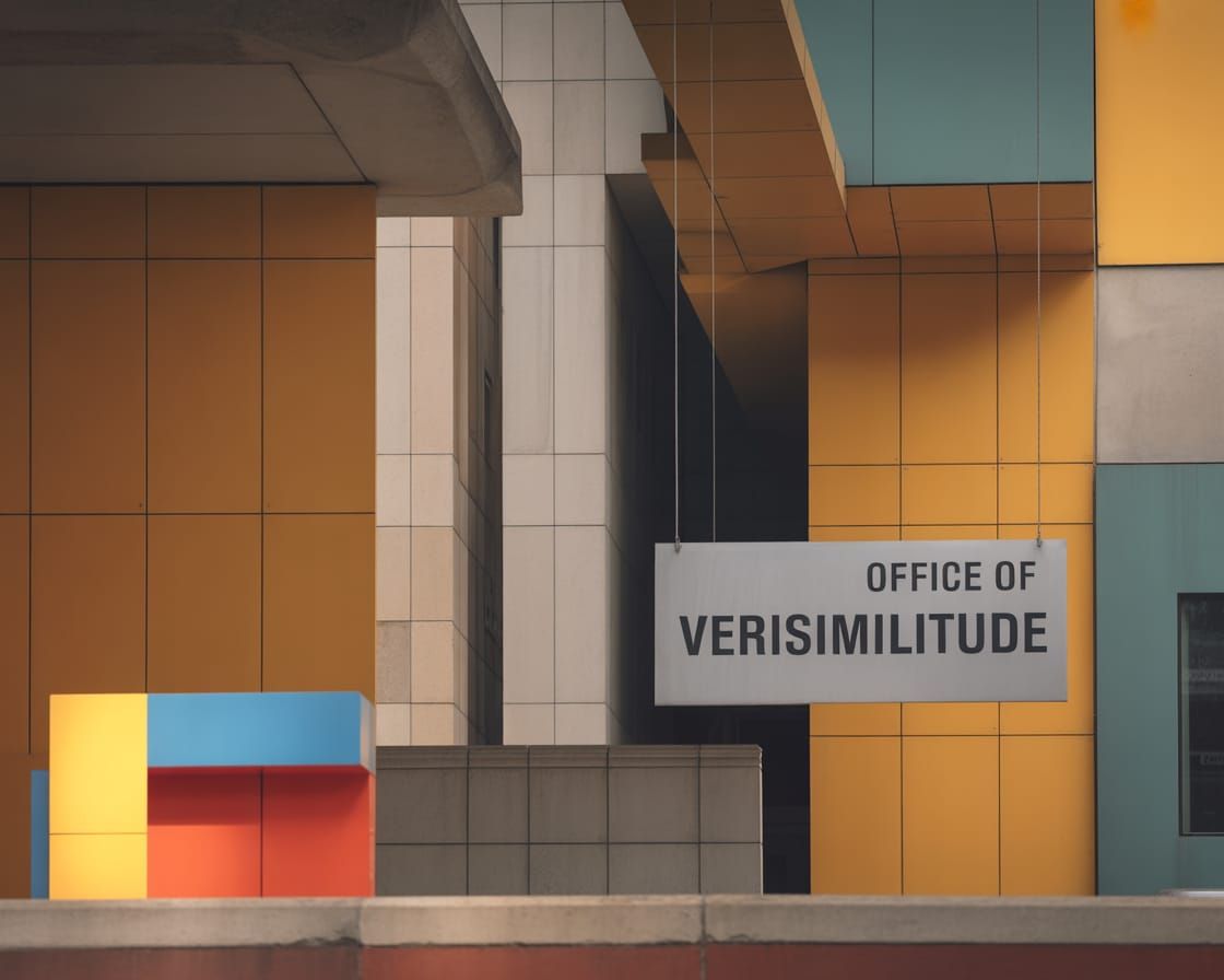 Office of Verisimilitude Sign in Modern Architecture