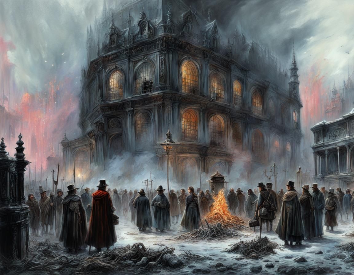 Infernal Supermarket: Gothic Art in Watercolour Style