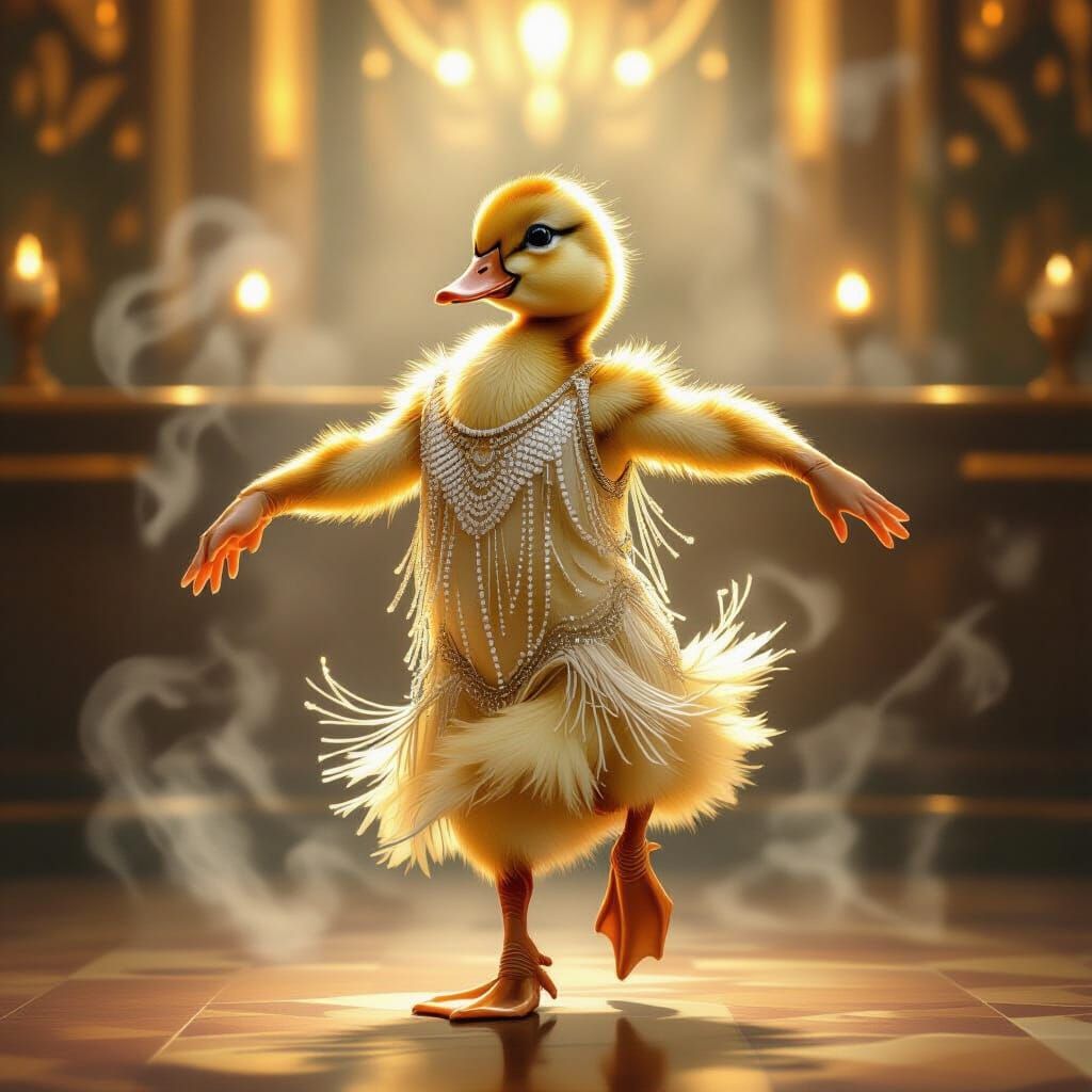 Duckling's Charleston: Art Deco Flapper Bar Scene