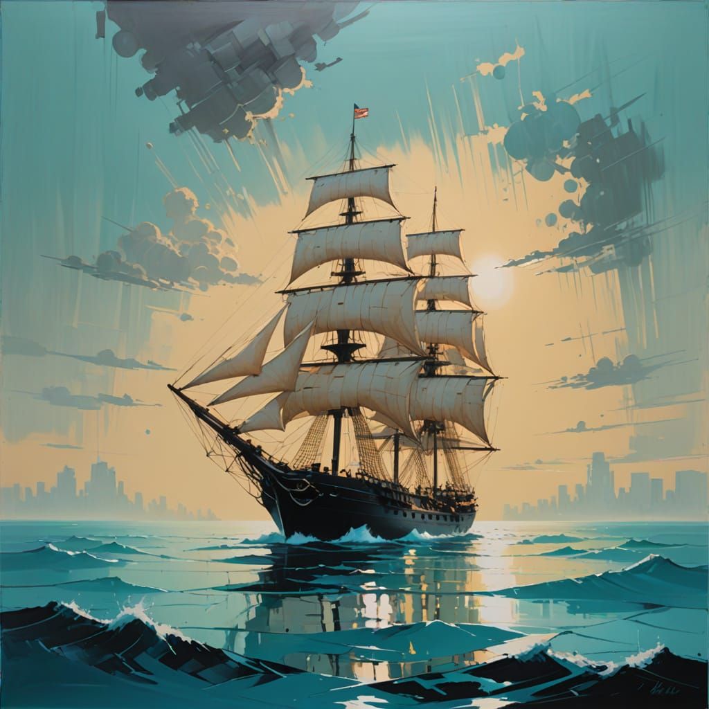 Sultry Pinup Goddess of the Open Sea in Retro Style