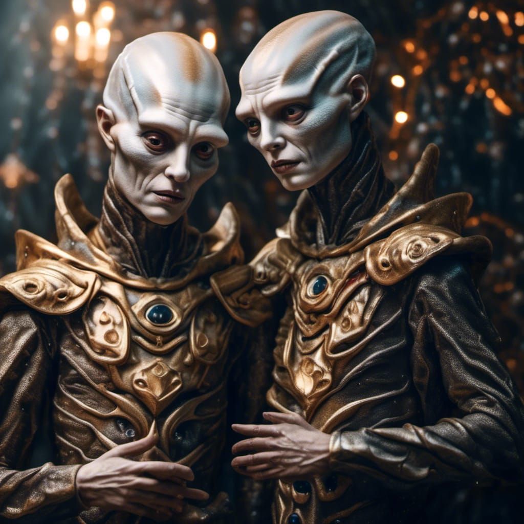 Old Master Paintings: Alien Night Party in Hyperrealism