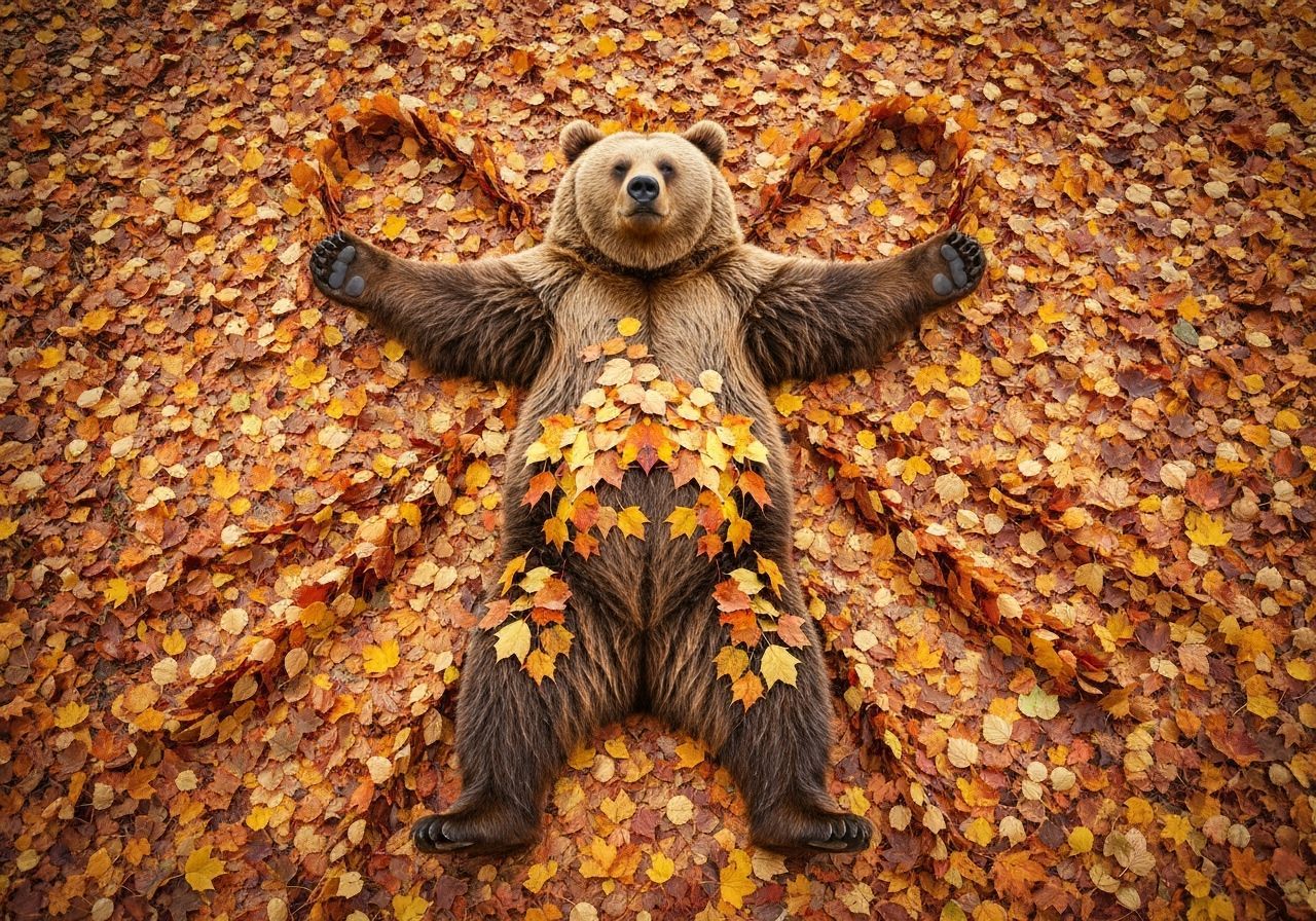 Brown Bear Makes Autumn Leaf Angel
