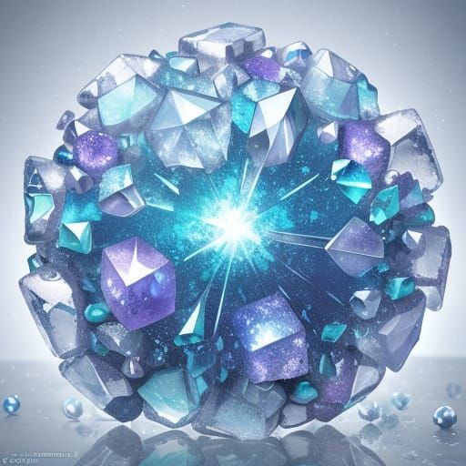 Frozen Crystal Art in Pastel Hues with Intricate Ice Structu...