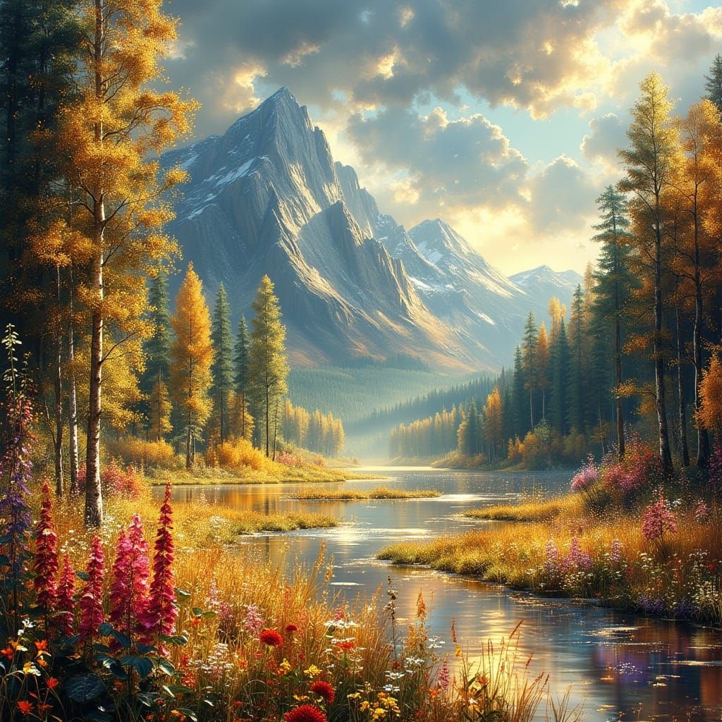 Surreal Landscape: World Awakens in Metallic Colors