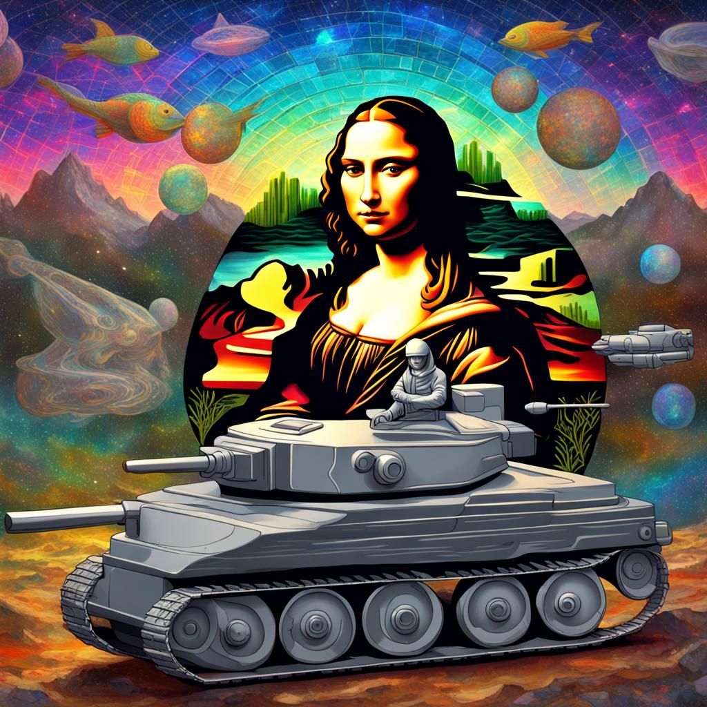 Mona Lisa with Tanks: Psychedelic Holographic Art