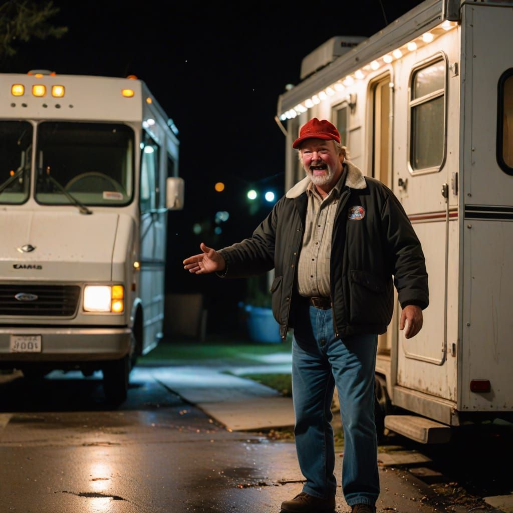 Christmas Movie Character Waving at Night