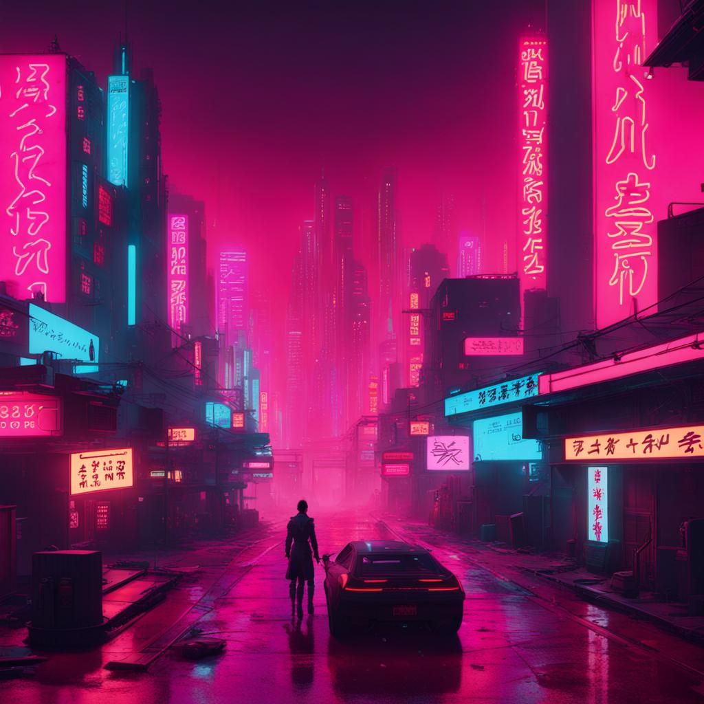 Neon Cyberpunk Japanese Cityscape in 2099