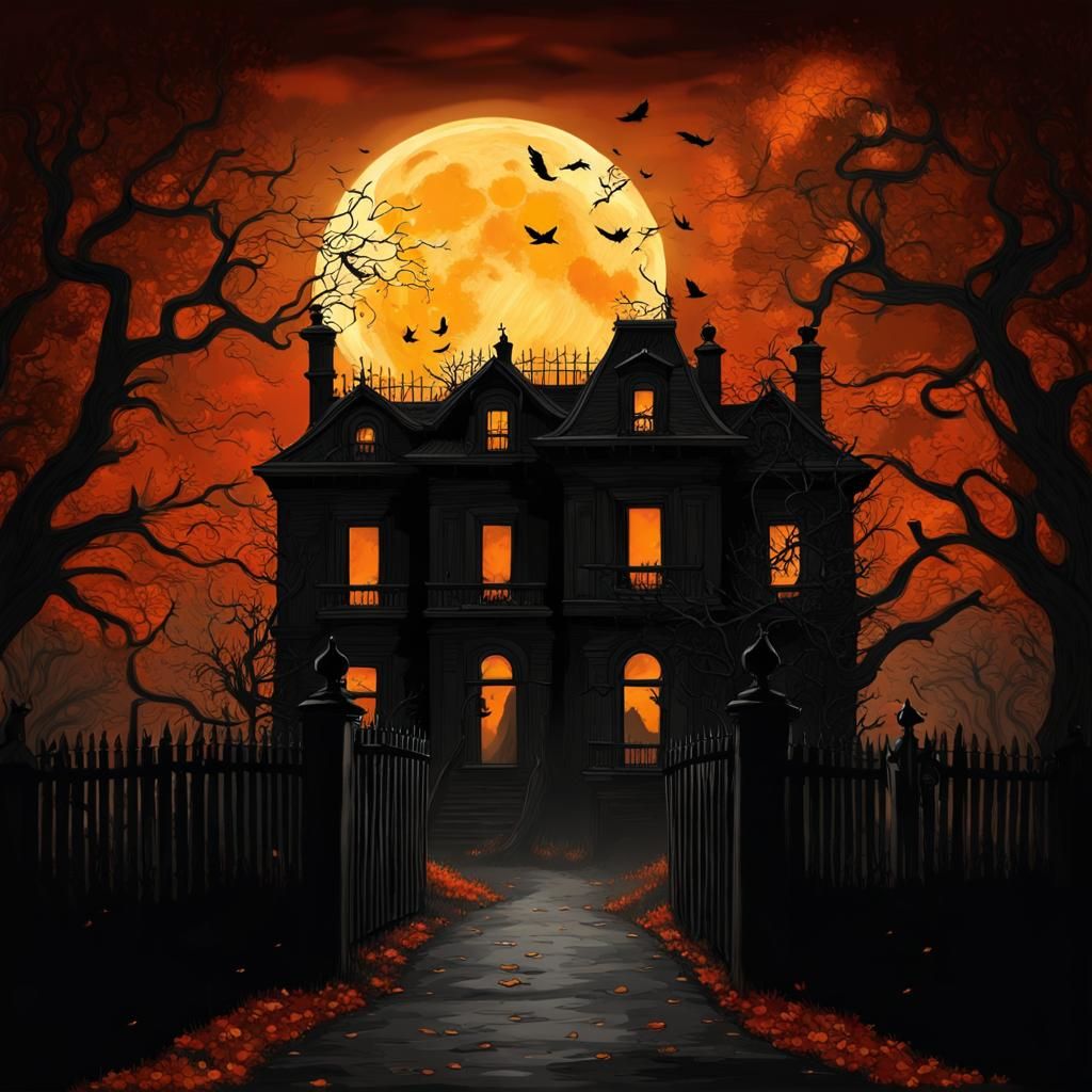 Creepy Autumn Night with Haunted Mansion