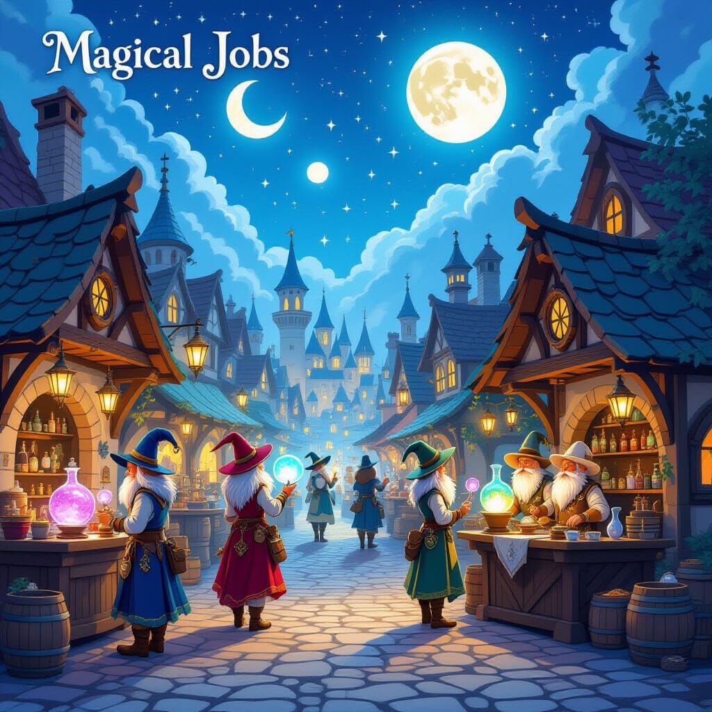 Whimsical Fantasy Occupations in Enchanted Marketplace