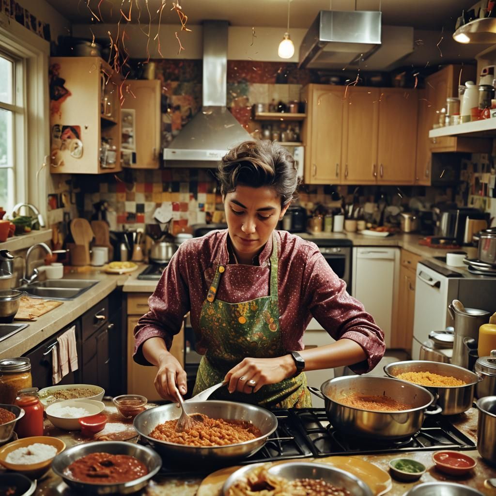 Cozy Kitchen Scene in Analog Photography Style