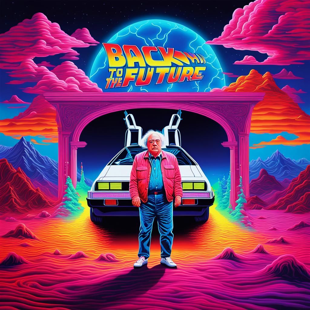 Danny Devito in Psychedelic Surrealist Landscape