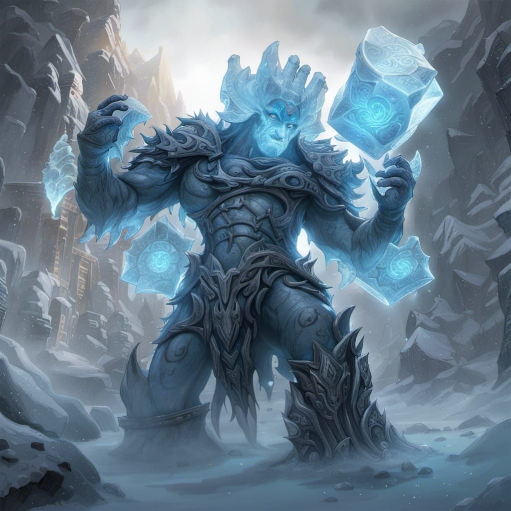 Detailed Ice Elemental in Dark Fantasy Style