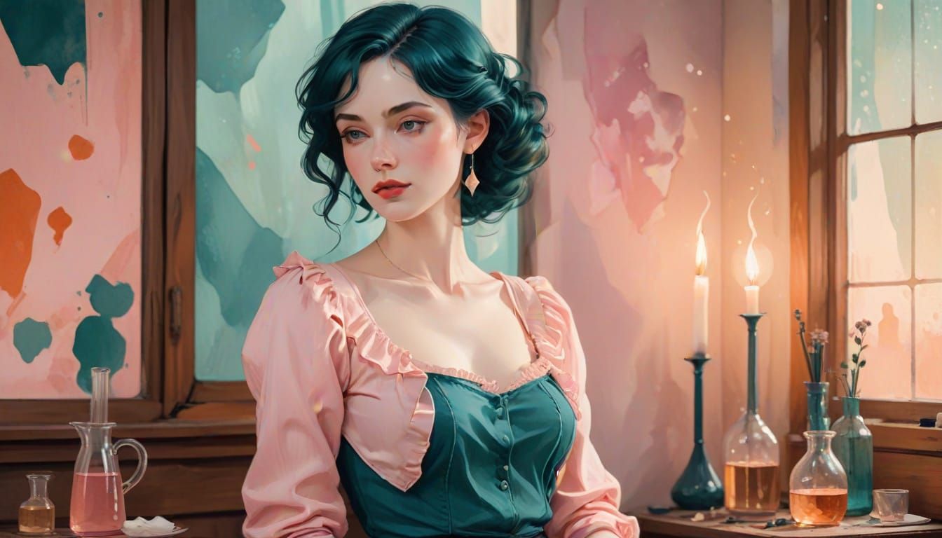 Ethereal Sorceress in Soft Focus, Minimalist Art