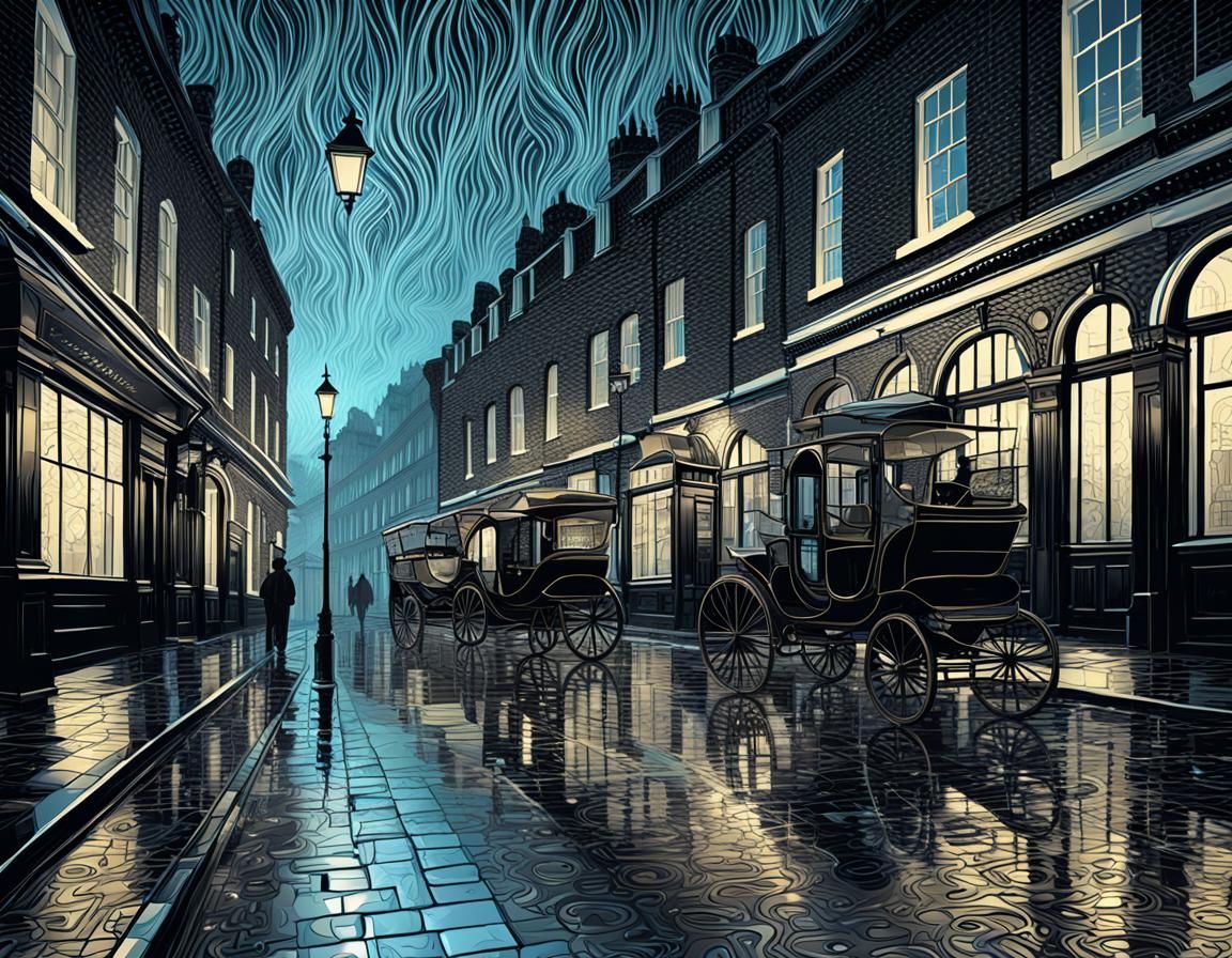Rainy Victorian London Street with 3D Shading