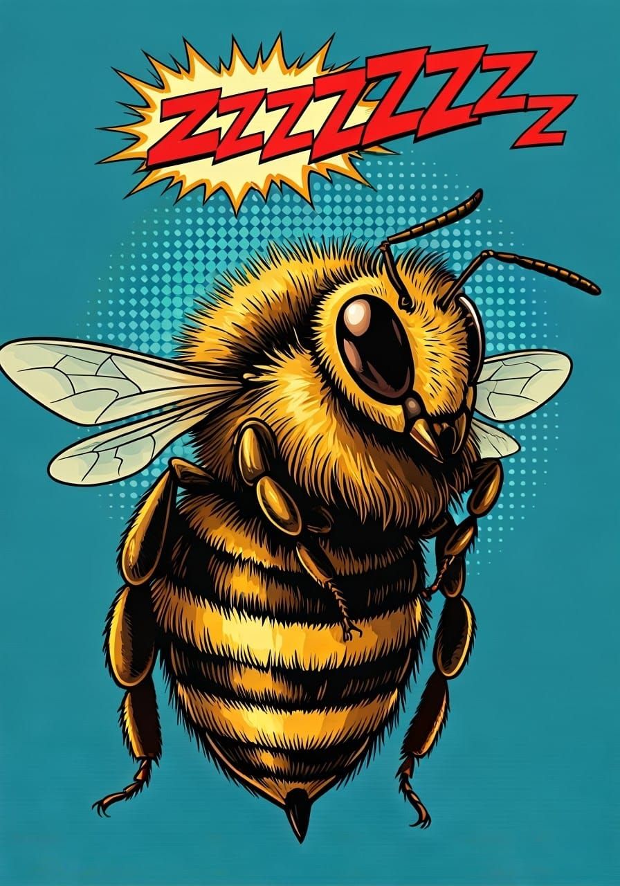 Stylized Comic Bee Character with Lettering