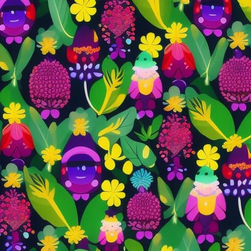 Fantasy Flower People in Colorful Garden
