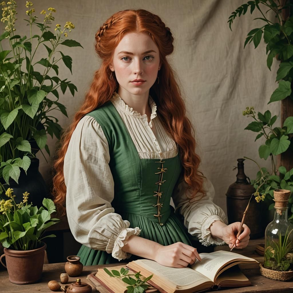 Eighteenth-Century Herbalist in Anime Style