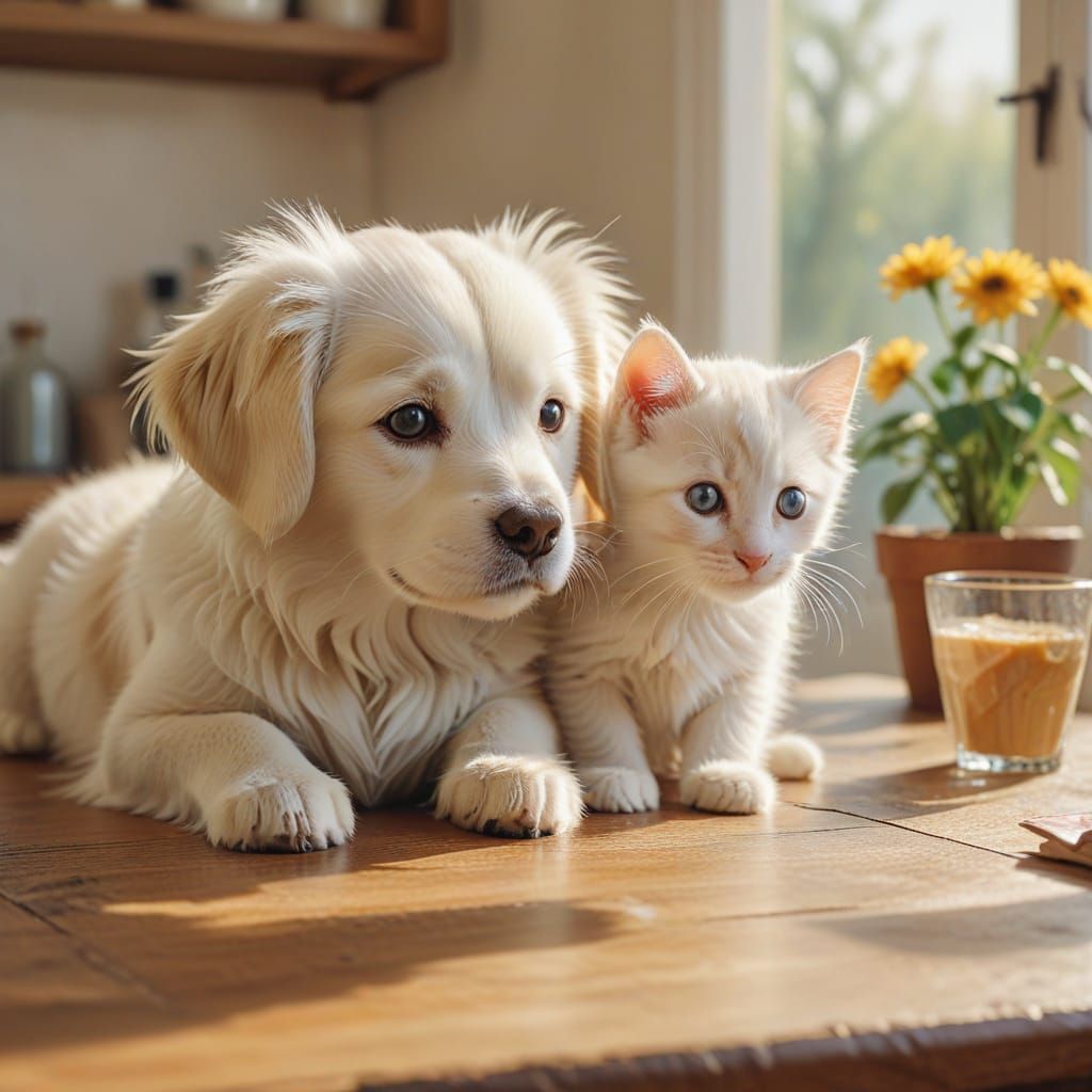 Whimsical Scene of Furry Friends