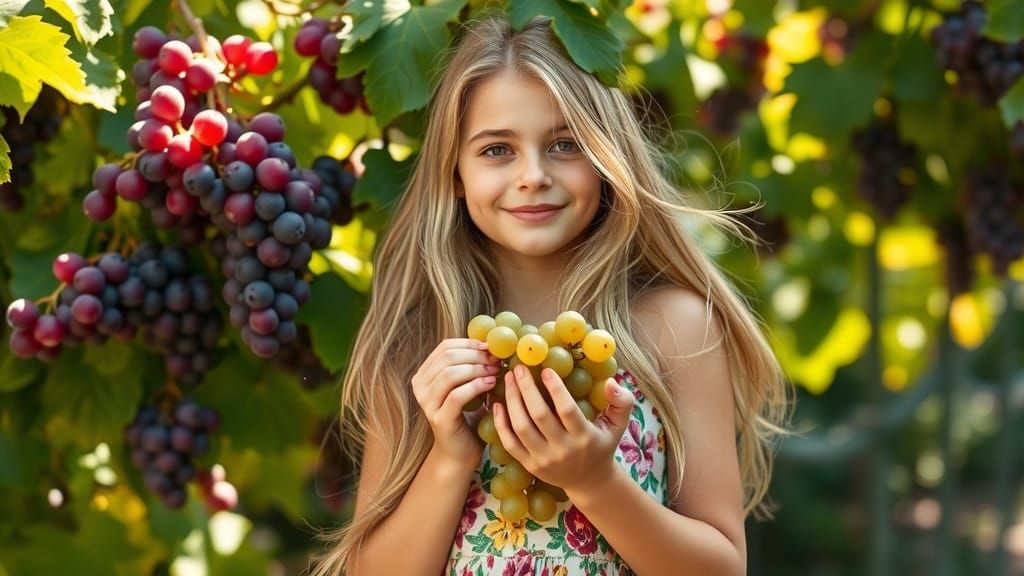 Sun-Kissed Summer Goddess Among Grape Vines