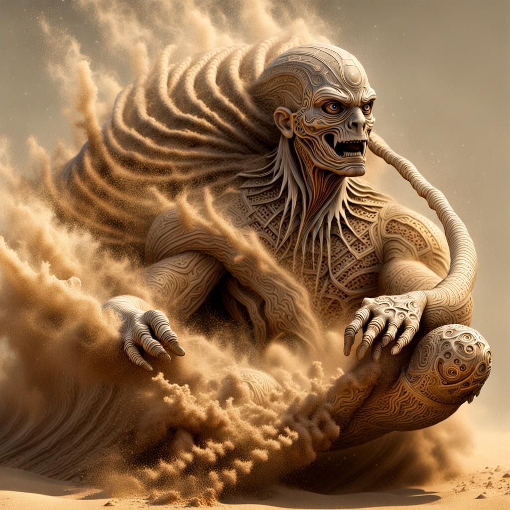 Hyperrealistic Sand Elemental Dissolving