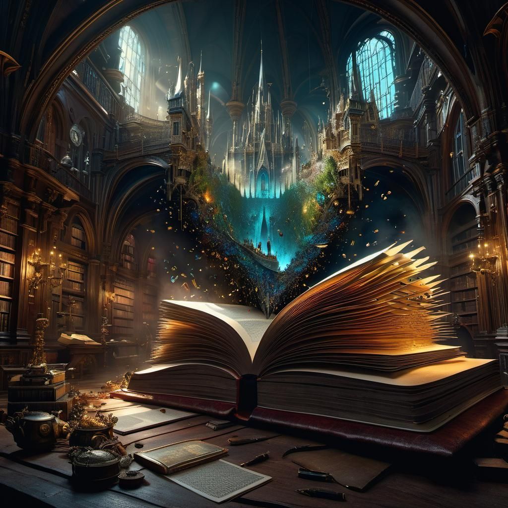 Intricate Word Explosion in Giant Open Book