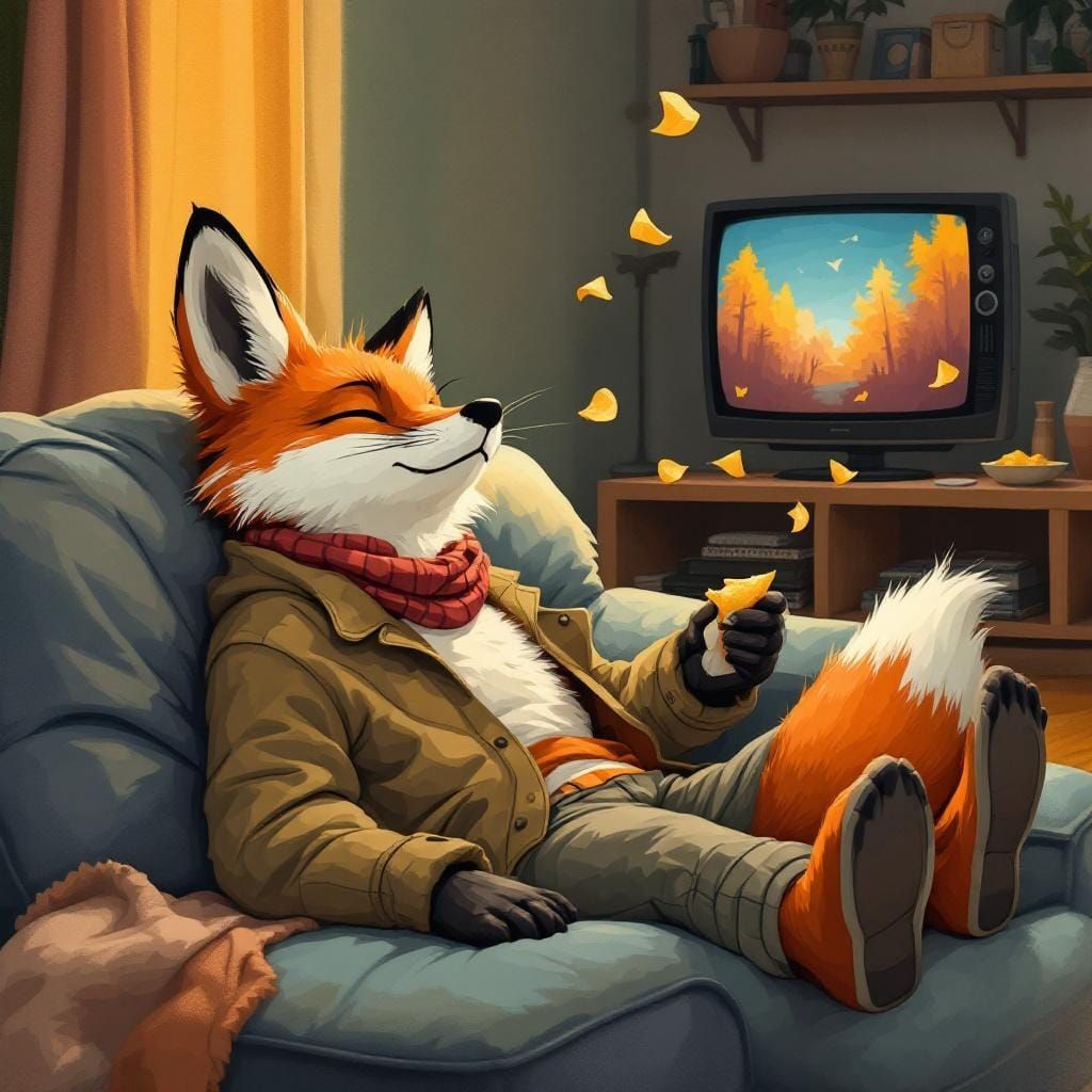 Relaxed fox laying on couch