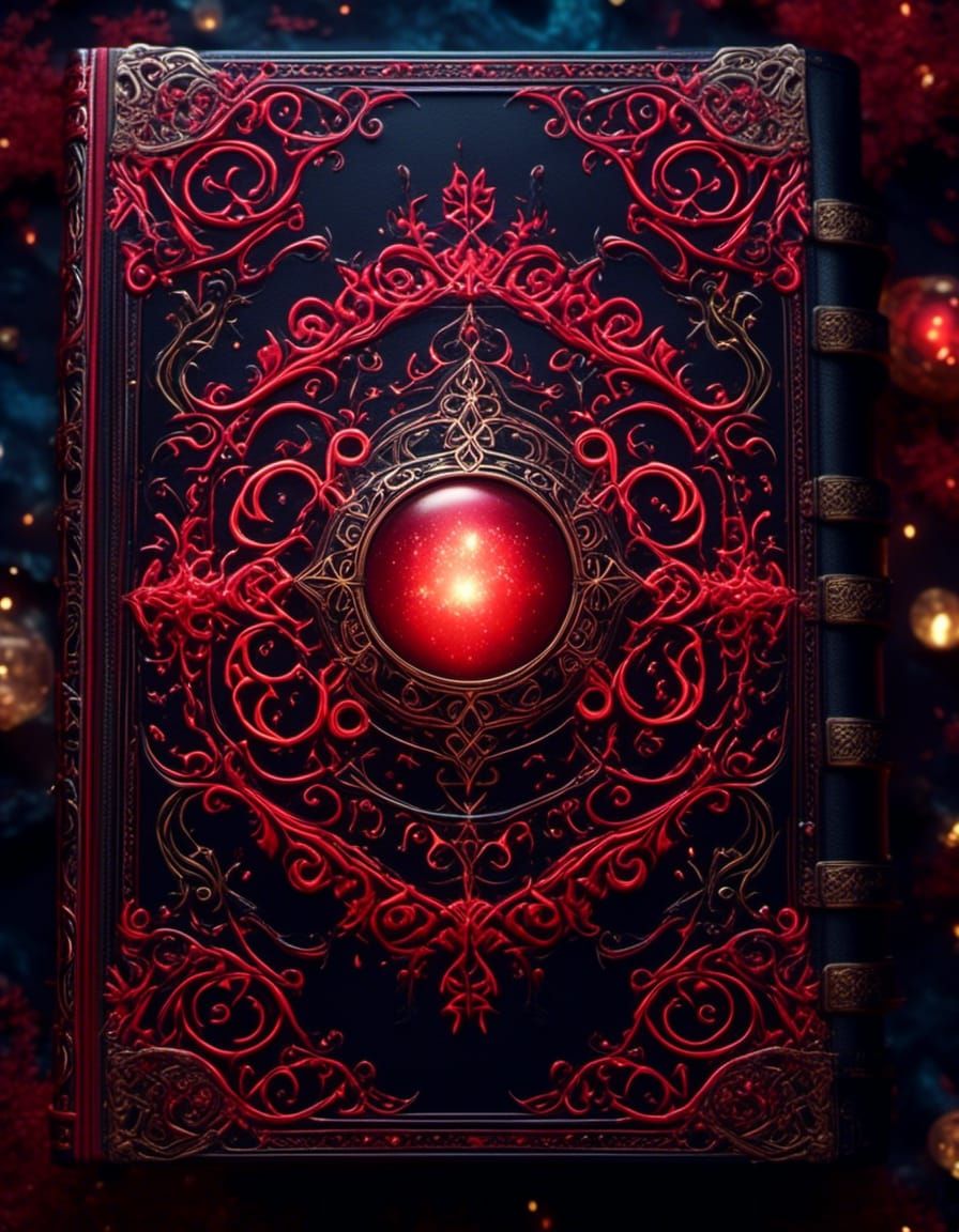 Magical Sinister Spellbook with Bioluminescence and Filigree