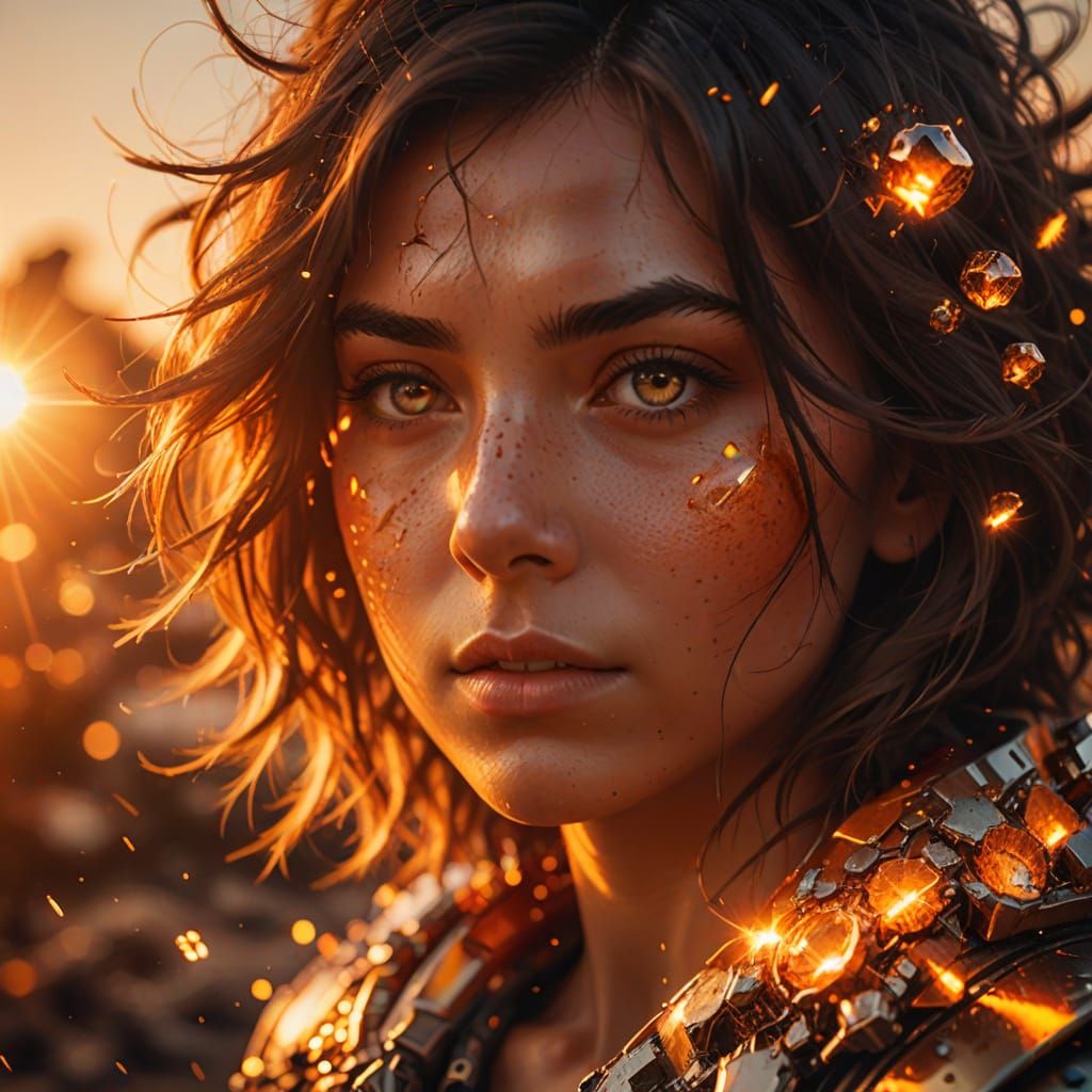 Explosive Tangerine Sunset: Vibrant Digital Art