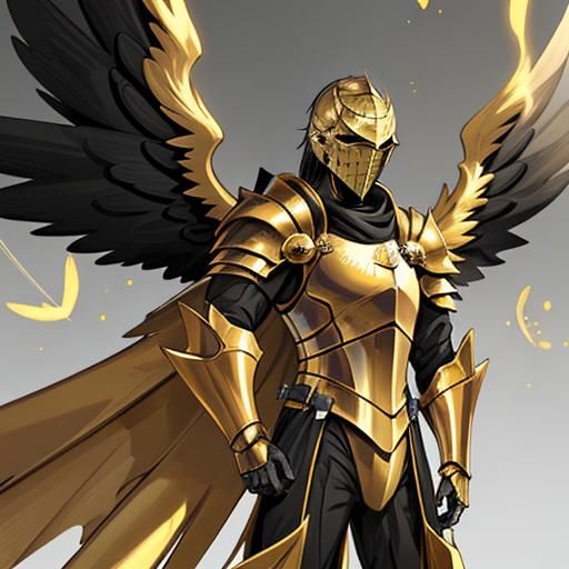 Golden Armored Knight with Black Wings