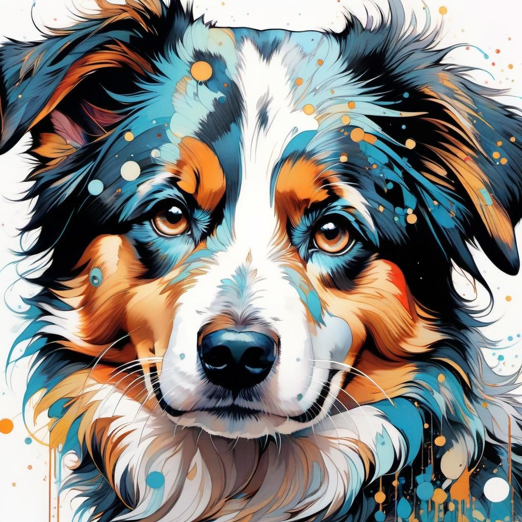 Anime Australian Shepherd Dog in Vibrant Detail