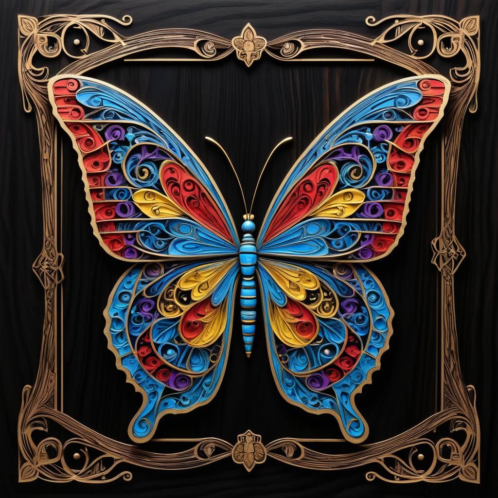 Musical Note Butterfly Concept Art in Vivid Colors