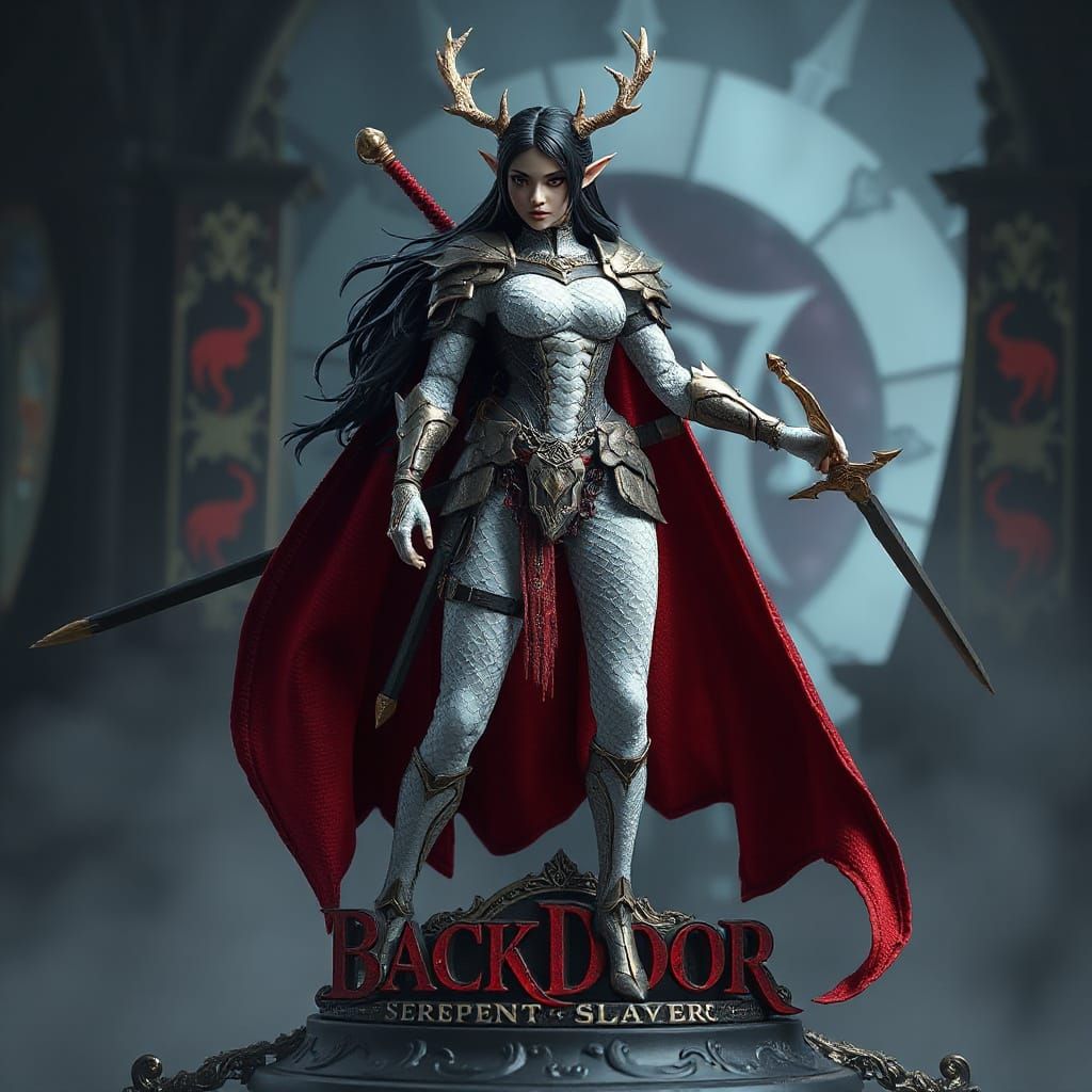 Goth Elf Warrior in Dark Fantasy Armor