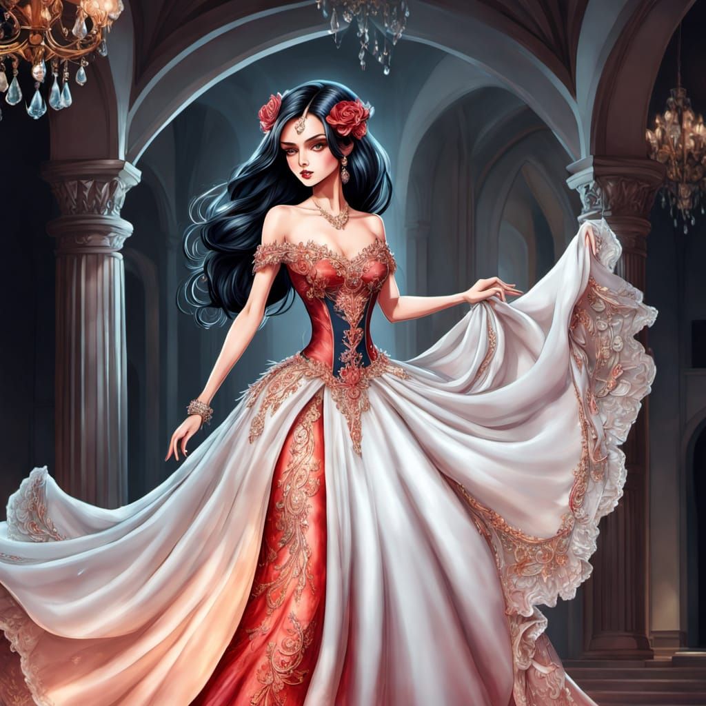 Elegant Woman in Gown, Classic Hollywood Portrait