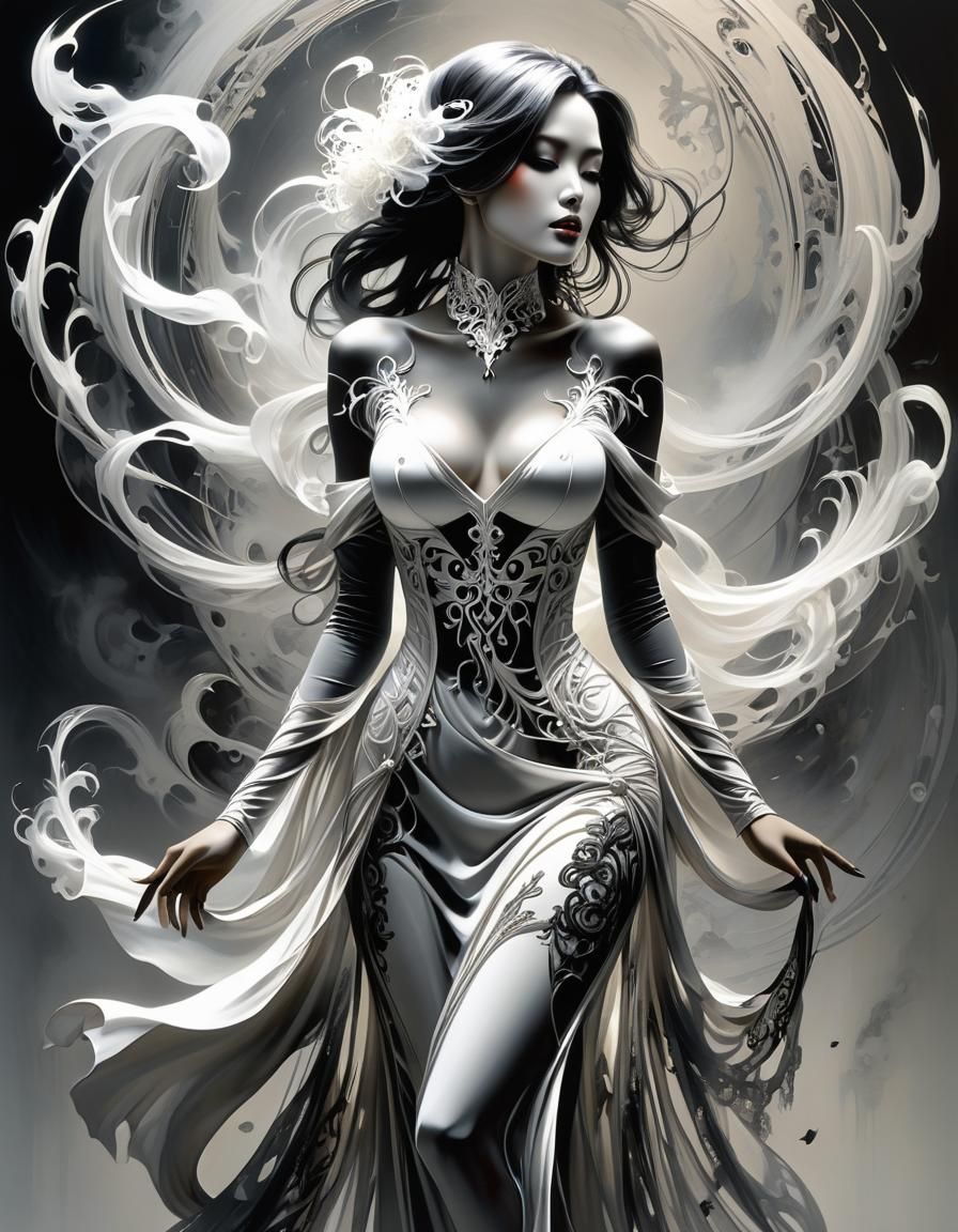 Ethereal Banshee Apparition in Gothic Cyberpunk Art