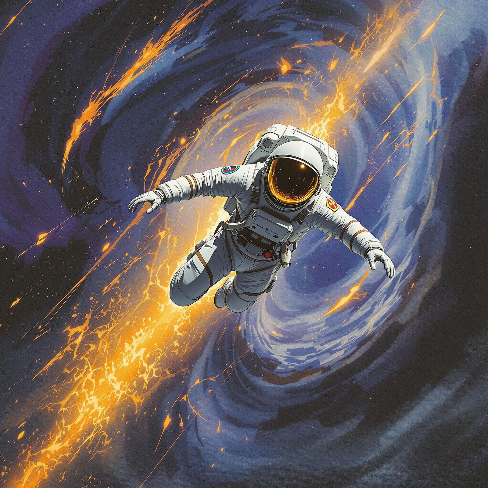 Figure Falling Through Starry Expanse