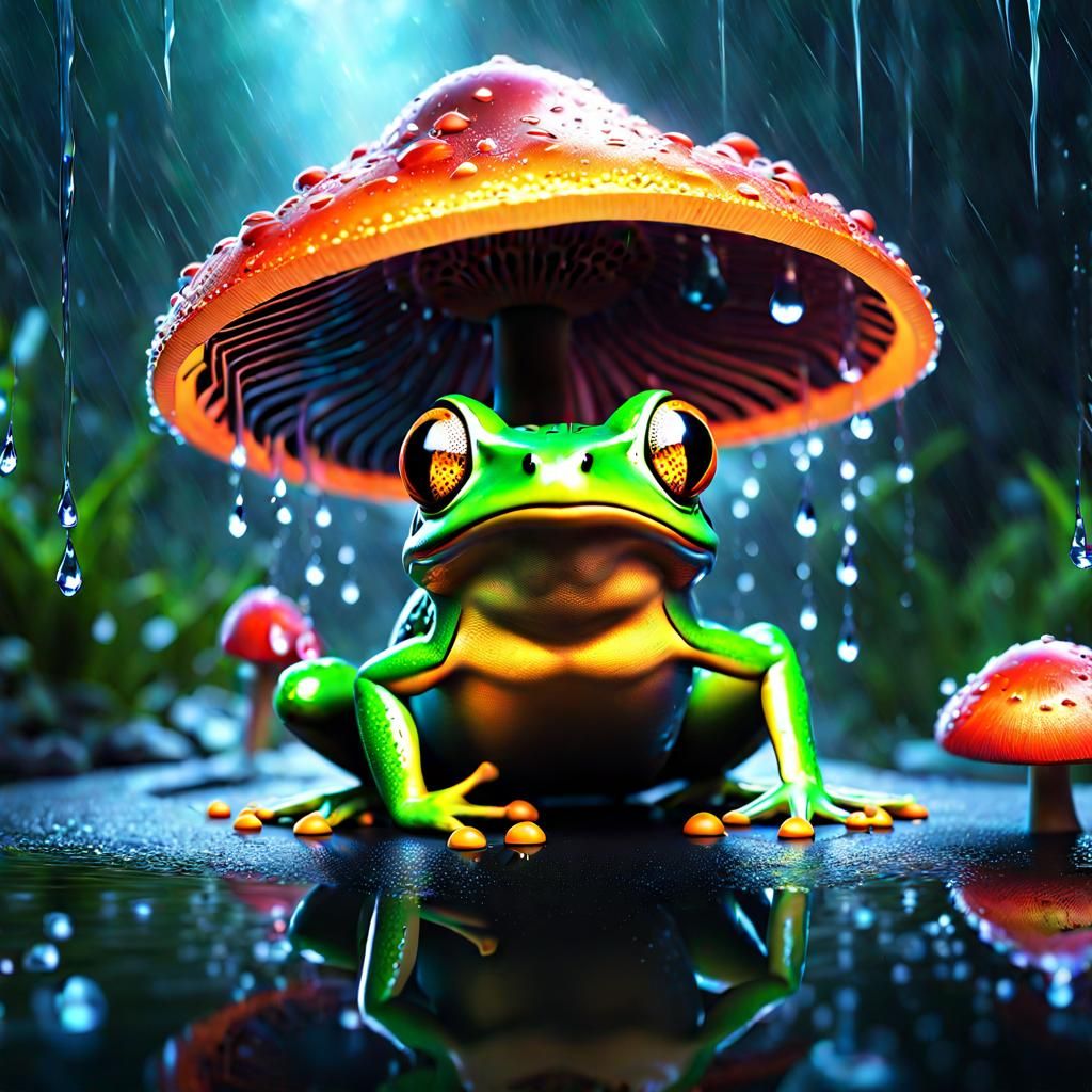 Psychedelic Frogcore Album Cover Art in 3D